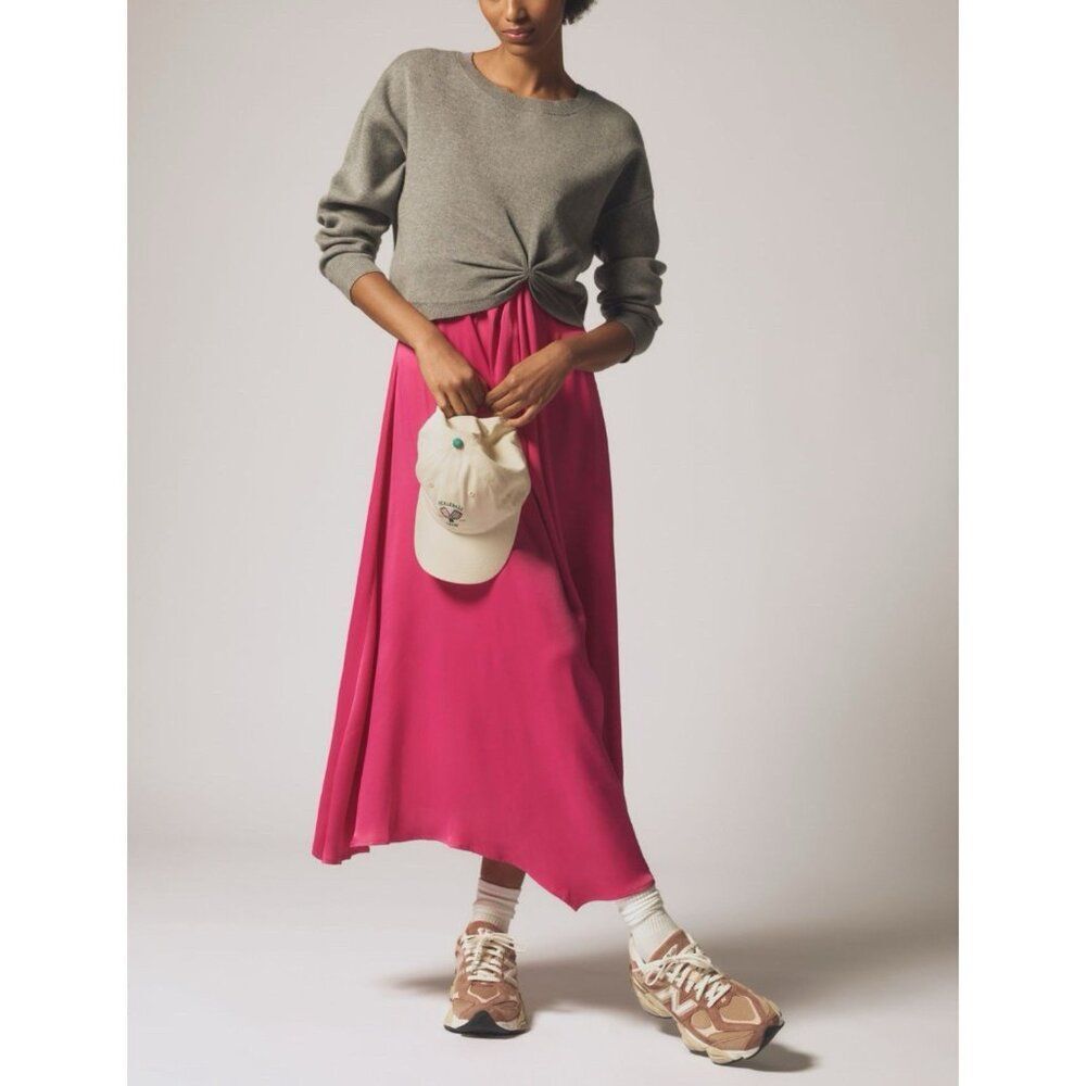 Anthropologie Gemini Twofer Sweater + Dress Set Sz Medium Gray Pink Long Sleeve